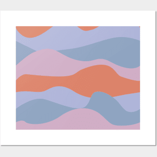 Colorful curved landscape with orange, pink and purple waveform horizons Posters and Art